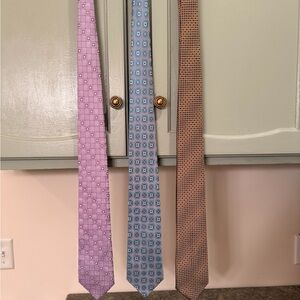 Stafford Three-Piece Patterned Necktie Set in Light Purple, Blue & Brown